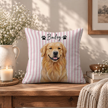 Personalized Pet Pillow - Custom Pet Portrait Watercolor Pillow - Pet Lover Gift