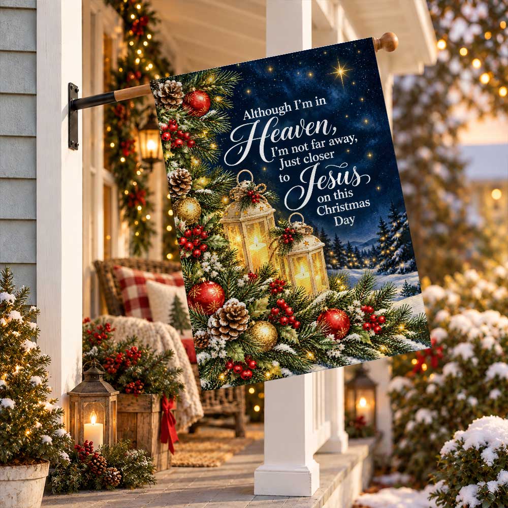 Christmas Memorial Garden Flag - Heaven Christmas Cemetery Decoration, Religious Bereavement Flag, Sympathy Gift