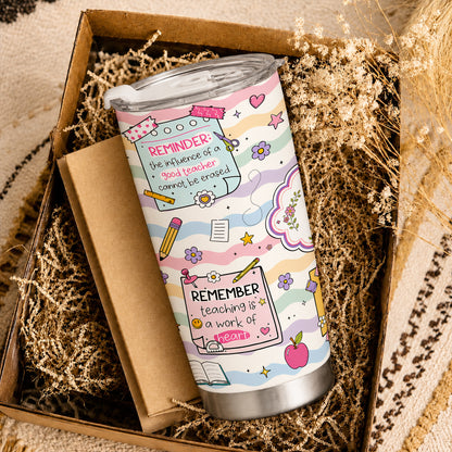 Teacher Notes Tumbler - Inspirational Sticky Notes for Teachers - Custom Teacher Name Travel Mug, Teacher Appreciation Gift