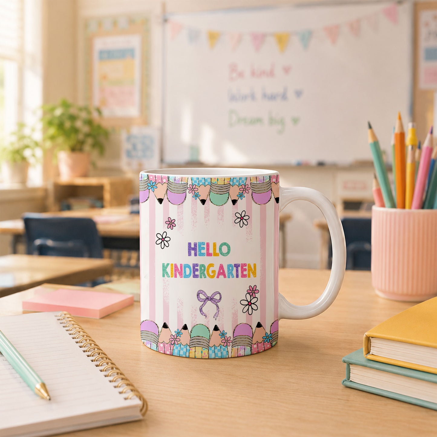 Personalized Hello Kindergarten Mug with Custom Grade & Name, Cute Goose School Coffee Mug, First Day of School Gift for Kids Students