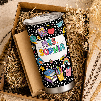 Colorful Teacher Tumbler - Custom Teacher Name & Student Message - Gift for Teachers