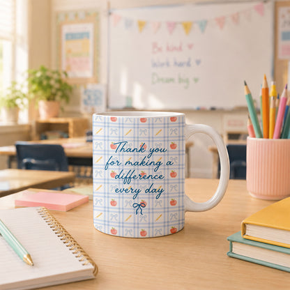 Personalized Teach Love Inspire Teacher Mug with Custom Name, Teacher Appreciation Coffee Mug, Thank You Teacher Gift, Back to School Gift
