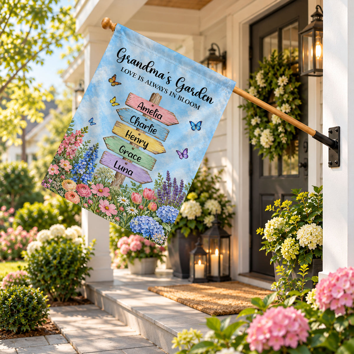 Personalized Garden Flag - Grandma's Garden Love is Always in Bloom - Gift for Grandma, Mom