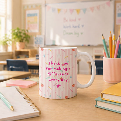 Personalized Teach Love Inspire Teacher Mug with Custom Name, Teacher Appreciation Coffee Mug, Thank You Teacher Gift, Back to School Gift