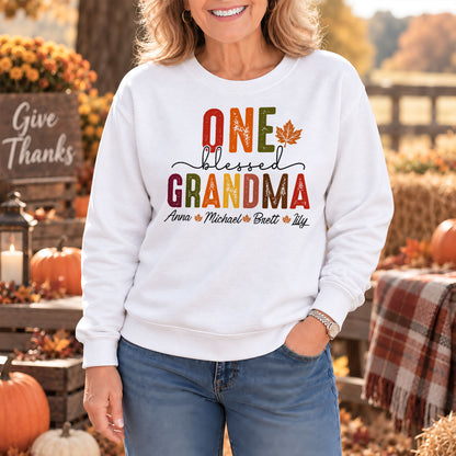 Personalized Thanksgiving Shirt - One Blessed Grandma - Custom Fall Gift for Grandma, Mom
