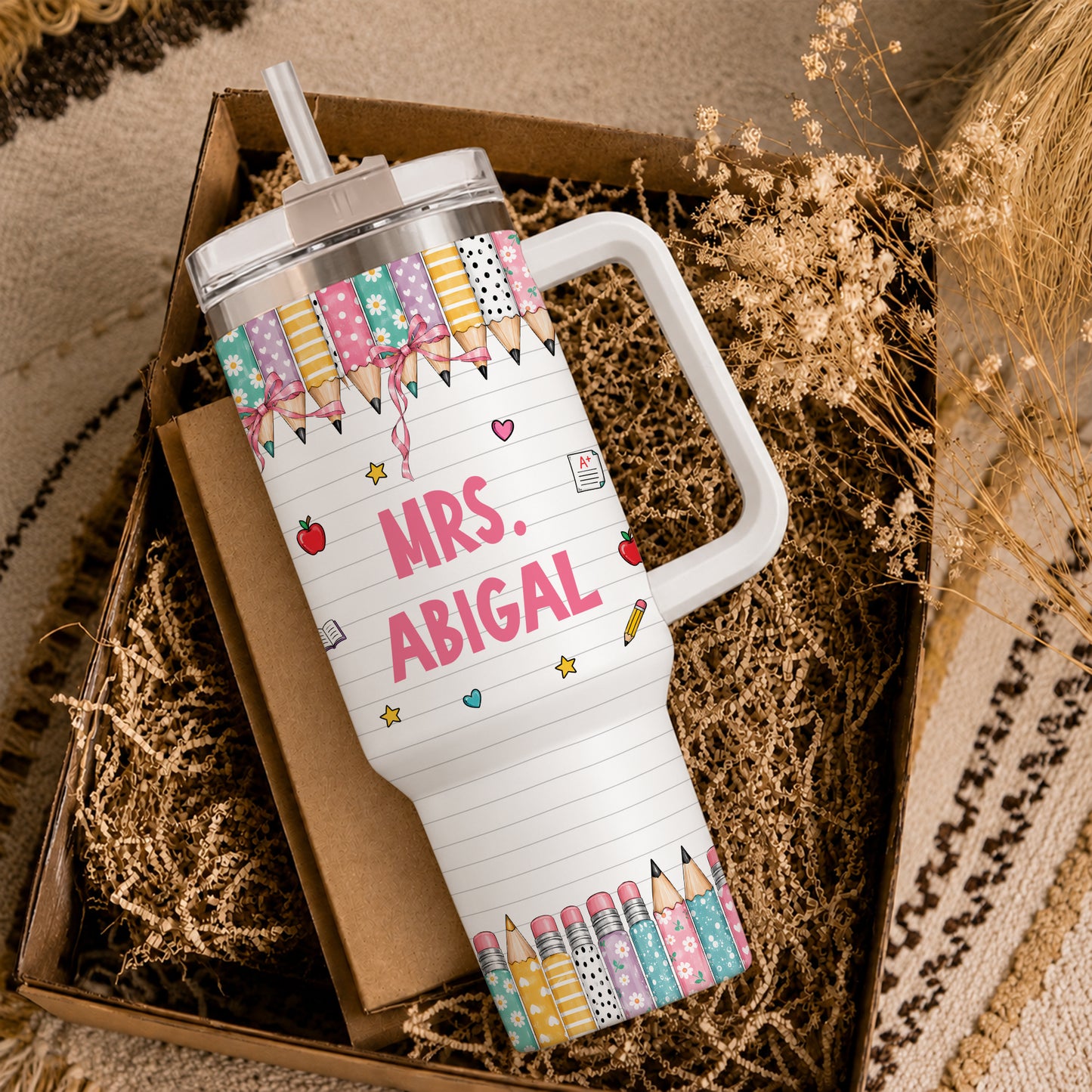 Personalized Teacher Tumbler - ItTakes a Big Heart To Teach Little Minds - Custom Teacher Name Tumbler, Thank You Gift For Teachers