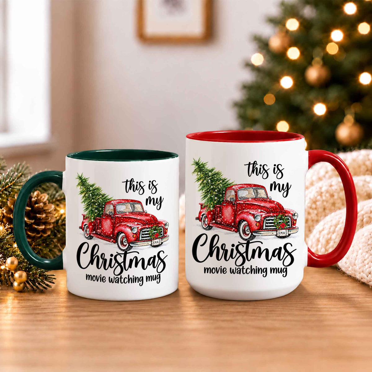 Christmas Movie Mug, Red Truck Christmas Tree Coffee Mug, Holiday Gift for Family