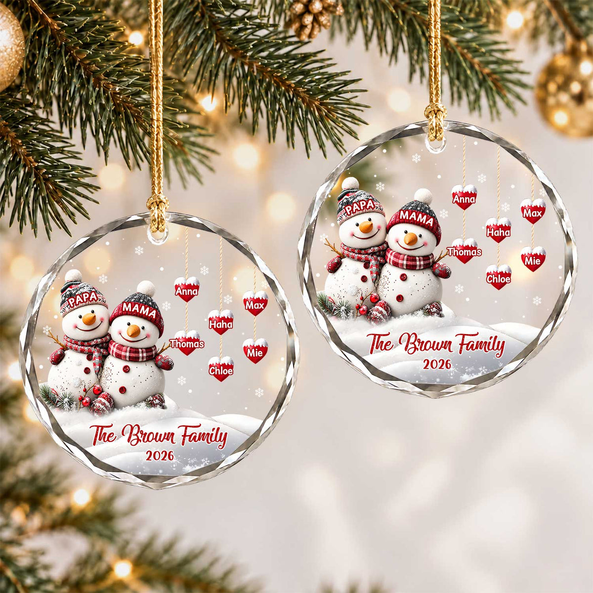 Personalized Gift Family Christmas Ornament 2026, Custom Name Glass Ornament Christmas Tree, Gift For Family