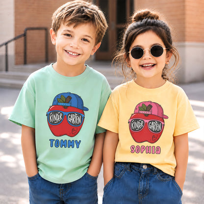 Apple School Shirt - Custom Kid Name & Grade T-shirt - First Day of School Gift for Boys & Girls
