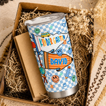 Personalized Back to School Tumbler - Custom Name & Class for Teachers and Students, Pastel Bow 20oz Travel Cup