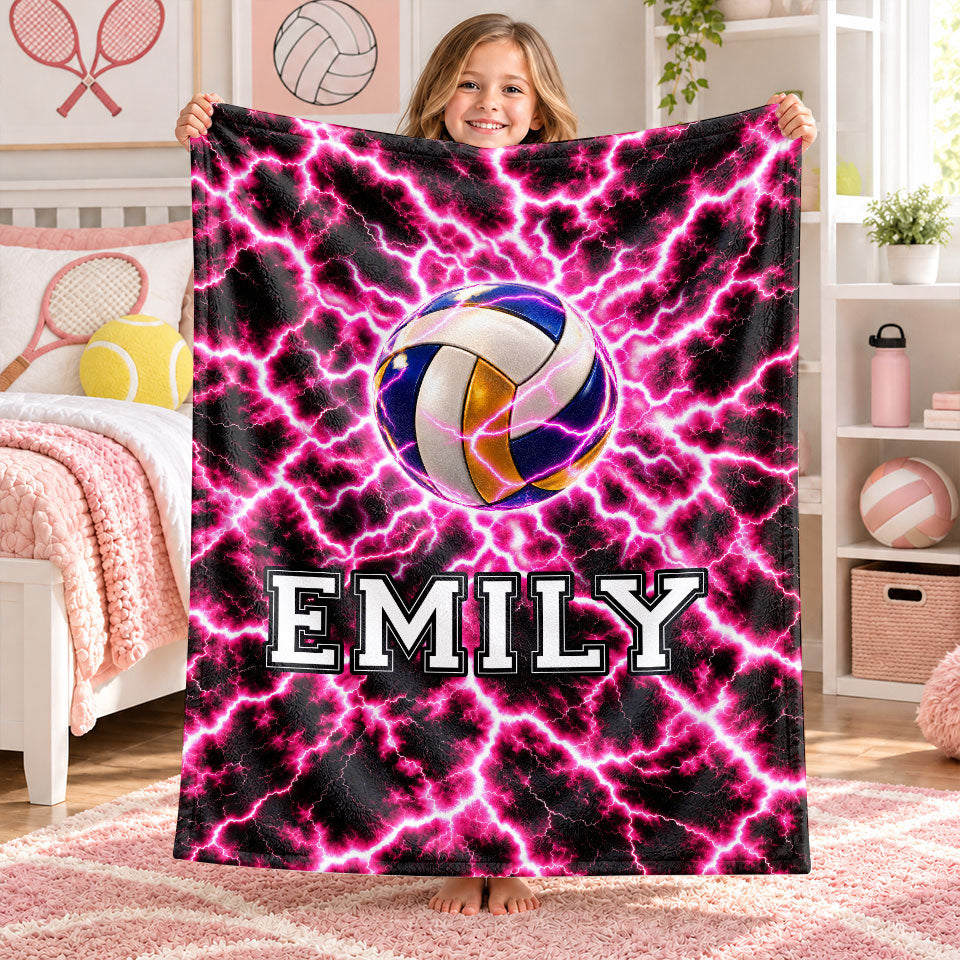 Personalized Sports Blanket - Custom Name Sport Blanket for Girls & Boys - Youth Athlete Gift for Kids