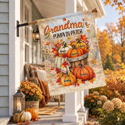 Personalized Thanksgiving Garden Flag - Grandma's Pumpkin Patch - Thanksgiving Porch Decor