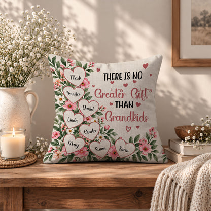 Personalized Grandma Pillow - There is No Greater Gift than Grandkids - Custom Family Gift