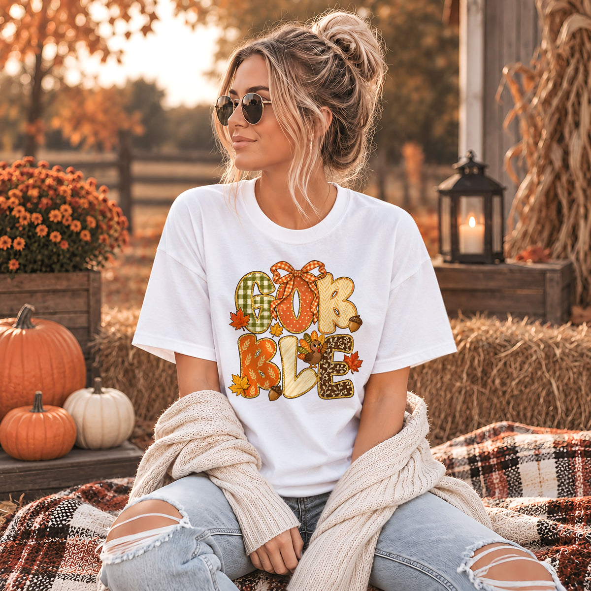 Trendy Thanksgiving Shirt - Gobble Gobble Turkey Shirt - Funny Thanksgiving Gift for Friends, Holiday Outfit