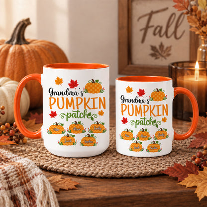 Personalized Thanksgiving Accent Mug - Grandma's Pumpkin Patch Mug - Thanksgiving Gift for Grandma, Mom