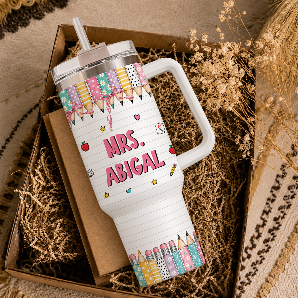 Personalized Teacher Tumbler - ItTakes a Big Heart To Teach Little Minds - Custom Teacher Name Tumbler, Thank You Gift For Teachers
