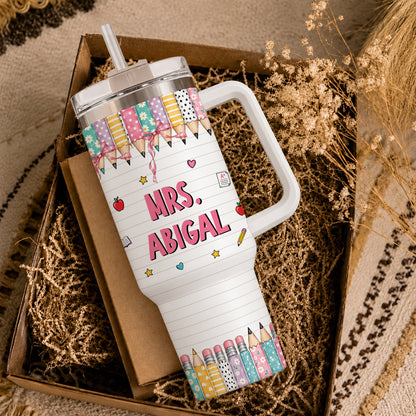 Personalized Teacher Tumbler - ItTakes a Big Heart To Teach Little Minds - Custom Teacher Name Tumbler, Thank You Gift For Teachers