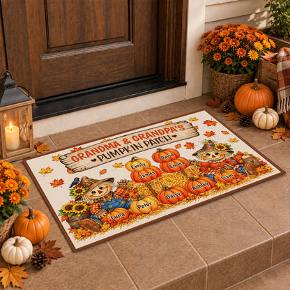 Personalized Thanksgiving Doormat - Grandma Grandpa's Pumpkin Patch Mat - Thanksgiving Gift for Family