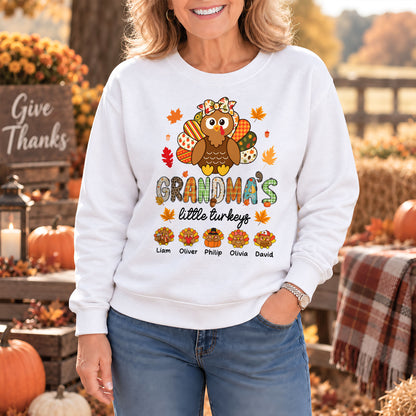 Personalized Thanksgiving Shirt - Grandma's Little Turkeys Shirt - Gift for Grandma, Mom