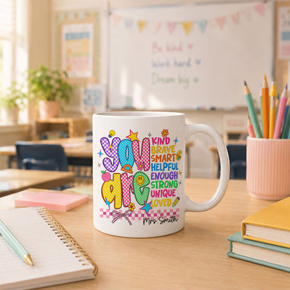 Personalized Teacher Coffee Mug, Custom You Can Do It Mug with Name, Back to School Gift, First Day of School, Teacher Appreciation Cup