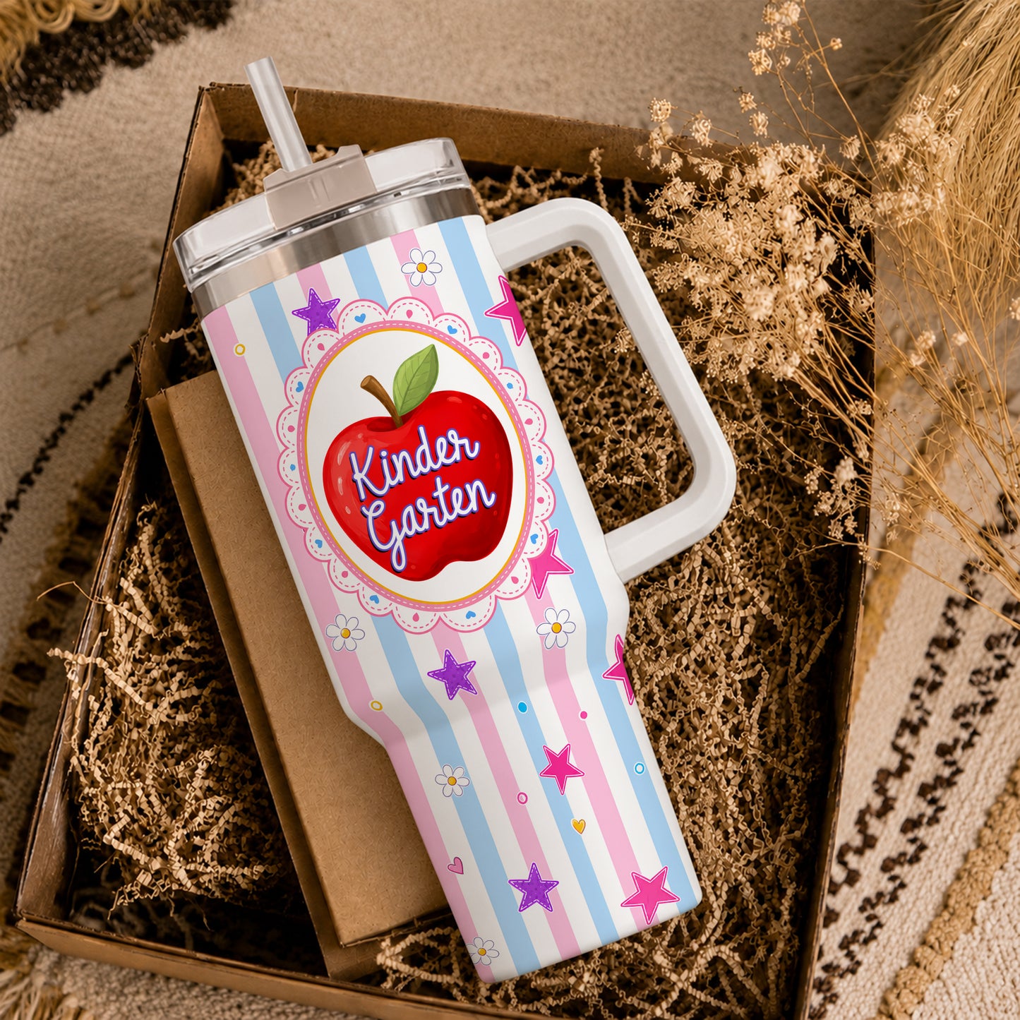 Personalized Teacher Tumbler with Handle - Custom Teacher Name & Grade Level To Go Cup - Teacher Appreciation Gift