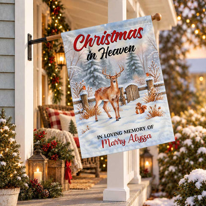 Personalized Christmas Memorial Garden Flag - Christmas in Heaven - Custom Bereavement Gift, Cemetery Decoration