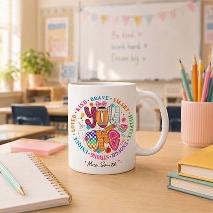 Personalized Teacher Coffee Mug, Custom You Can Do It Mug with Name, Back to School Gift, First Day of School, Teacher Appreciation Cup