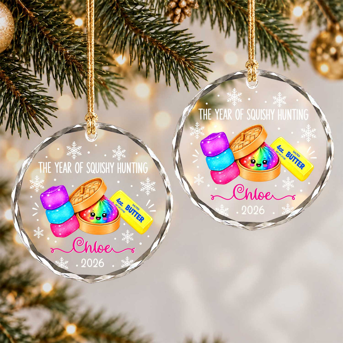 Personalized Squishies Christmas Ornament, Custom Name Year Keepsake, Christmas Gift for Kids