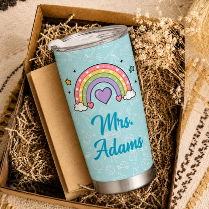 Pastel Teacher Tumbler - Custom Teacher Name Stainless Steel Tumbler - Back To School Gift for Teachers