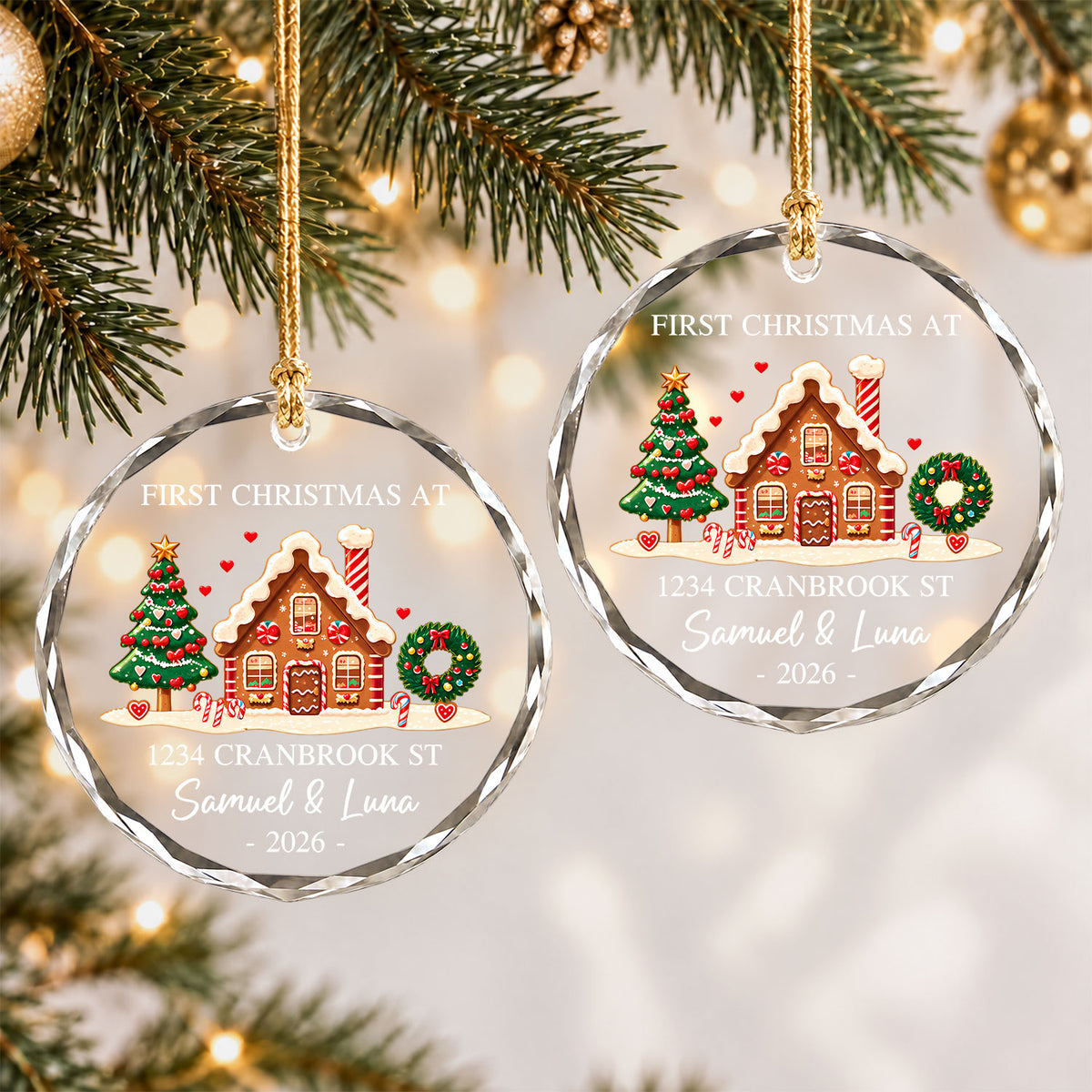 Personalized New Home Christmas Ornament, Custom Name Address Keepsake, Christmas Gift