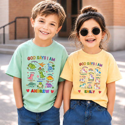 God Says I Am Bible Shirt - Kid Favorite Hobby Shirt - Custom Name T-Shirt, Back To School Outfit for Boys & Girls