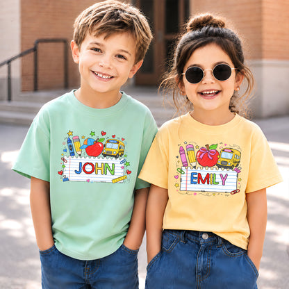Personalized Back to School Shirt - Custom Name Kids T-Shirt - First Day of School Outfit for Boys & Girls