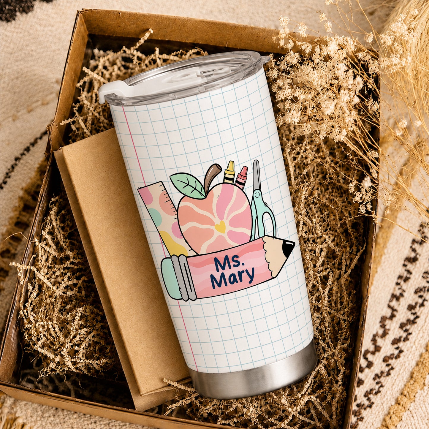 Teacher Ingredients Tumbler - Personalized Teacher Stainless Steel Tumbler, Funny Gift for Teachers