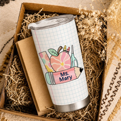 Teacher Ingredients Tumbler - Personalized Teacher Stainless Steel Tumbler, Funny Gift for Teachers