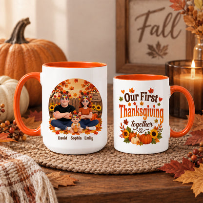 Personalized Thanksgiving Accent Mug – Our First Thanksgiving Together Mug - New Family Thanksgiving Gift