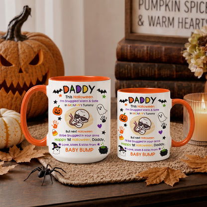 Personalized Baby's First Halloween Mug for New Dad, From Baby Bump - Halloween Gift for New Family