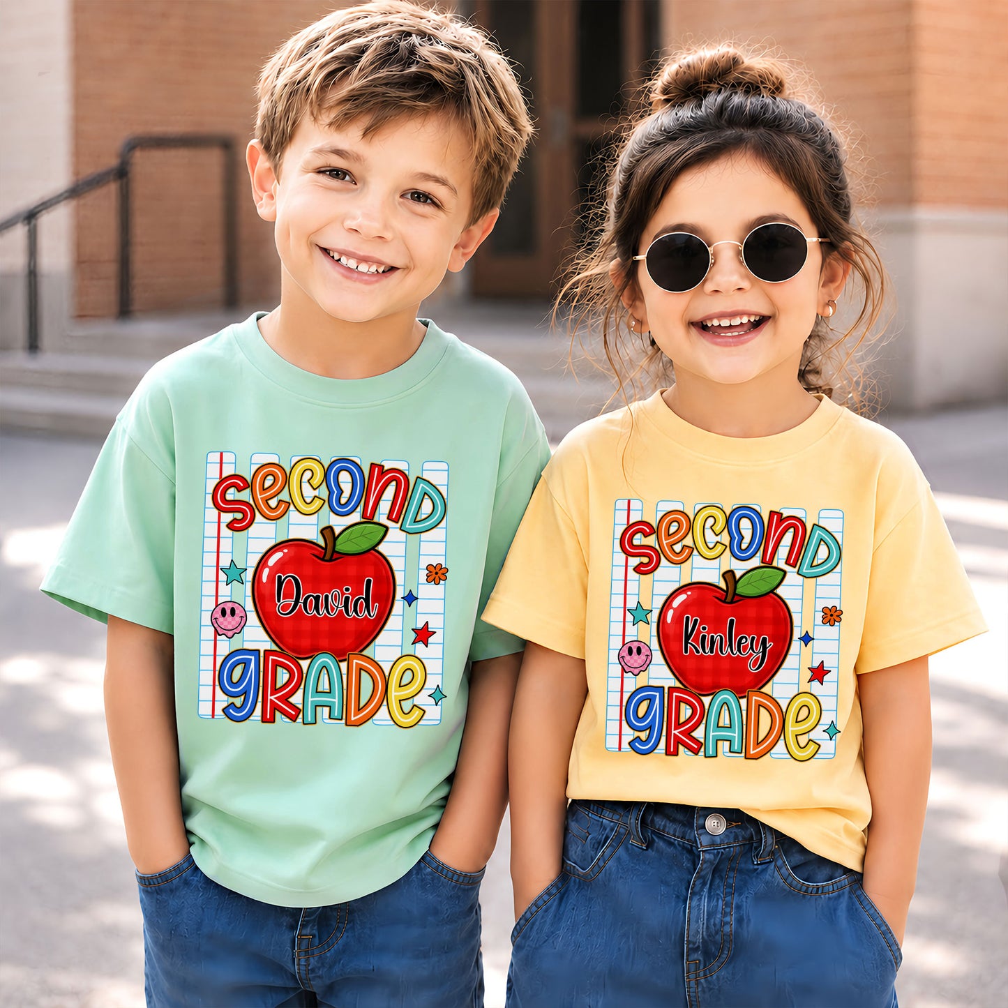 Personalized Colorful School Shirt - Custom Name & Grade Kid T-shirt - Back To School Gift for Boys & Girls