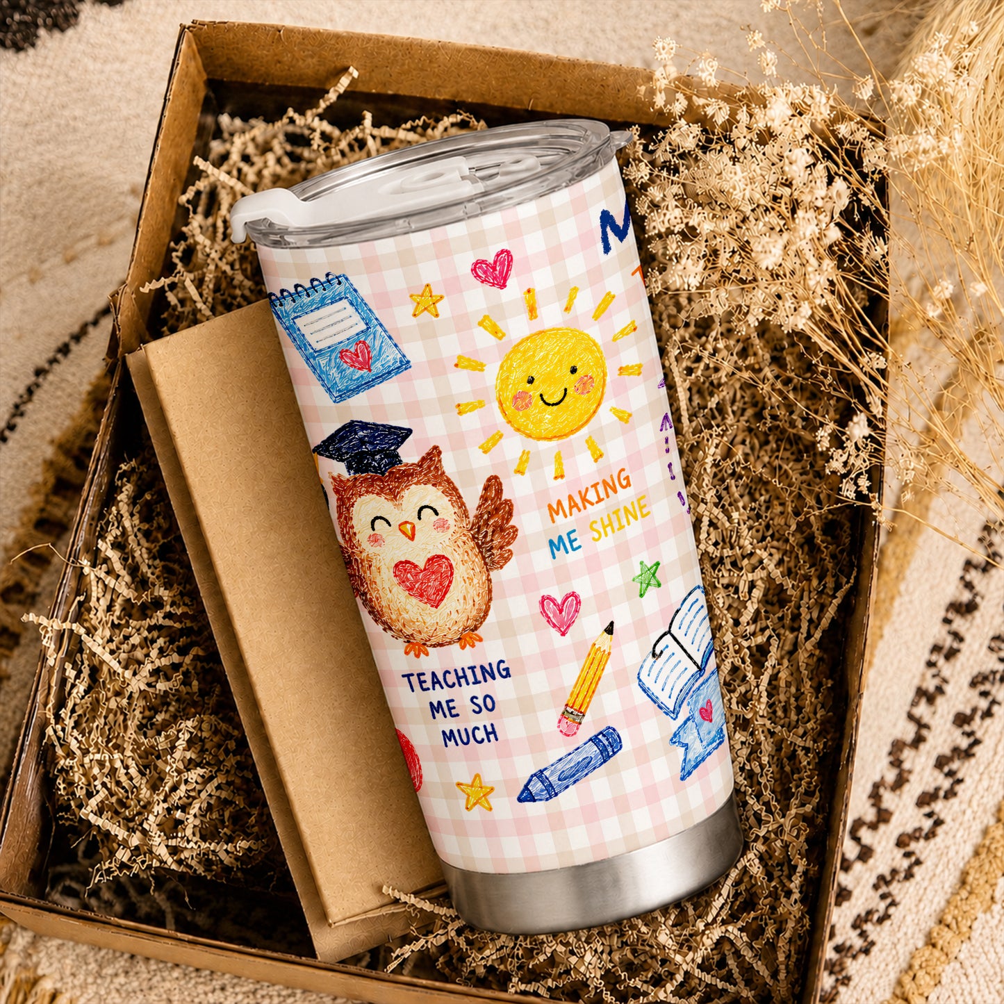 Thank You Teacher Tumbler - Custom Teacher Name Travel Cup - Meaningful Gift for Teachers