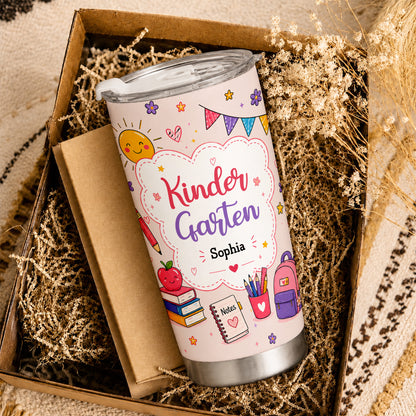Personalized Back to School Tumbler - Custom Name & Class for Teachers and Students, Pastel Bow 20oz Travel Cup