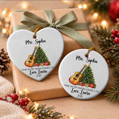 Personalized Music Teacher Christmas Ornament - Custom Guitar Teacher Thank You Gift - Christmas Gift 2026