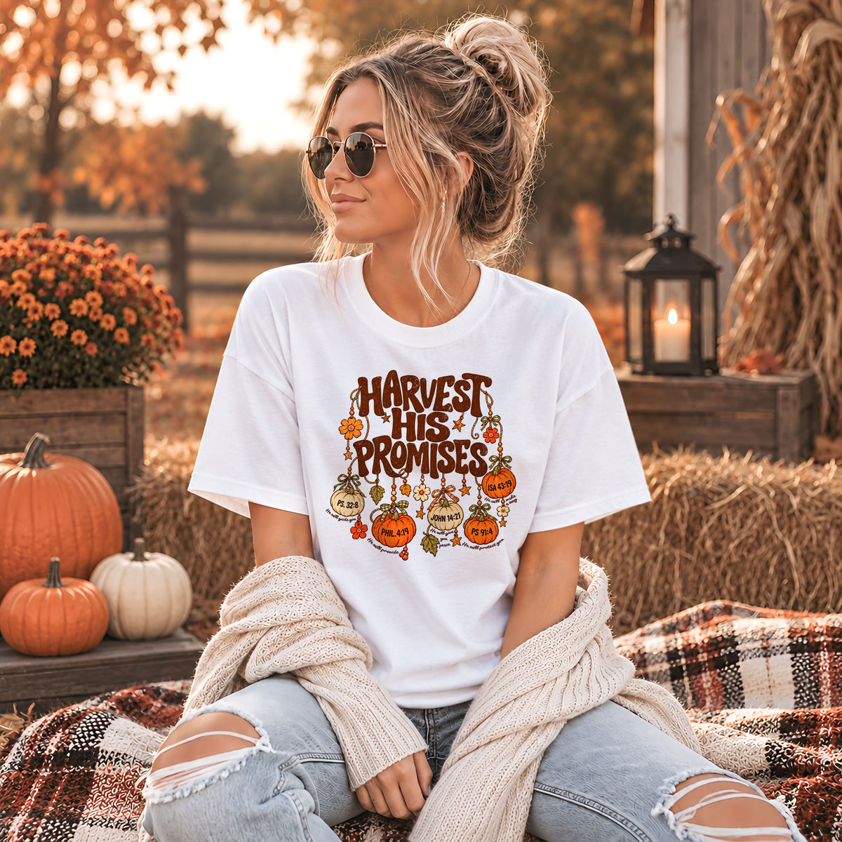 Thanksgiving Christian Shirt  - Harvest His Promises - Thanksgiving Gift for Friends, Self Gift