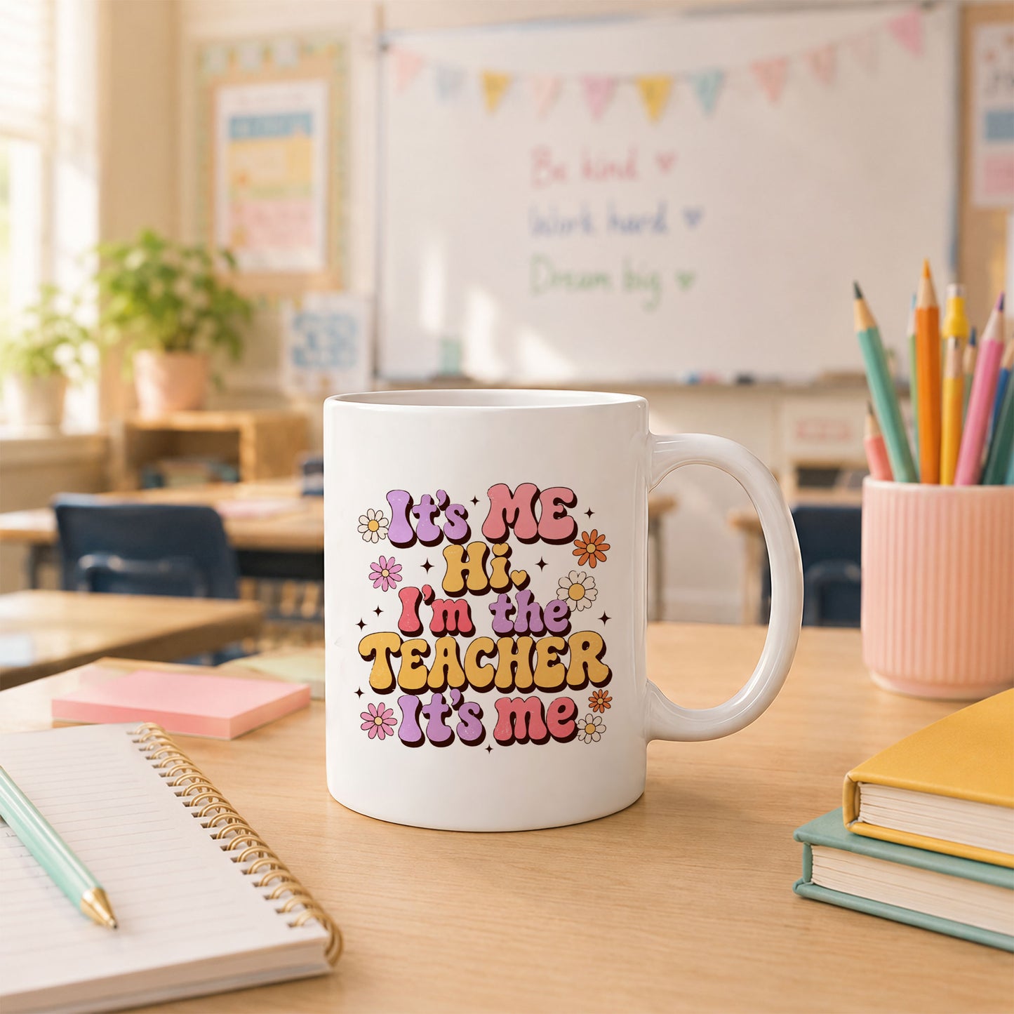 Retro Groovy Teacher Mug - It's Me I'm The Teacher - Personalized Gift for Teacher, Back To School 2026