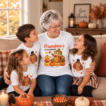 Personalized Thanksgiving Shirt - Custom Grandma's Little Pumpkins - Fall Gift for Grandma, Mom