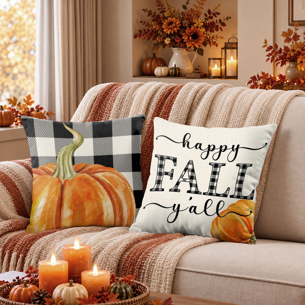 Thanksgiving Fall Decorative Pillow Set of 2 or 4, Harvest Throw Pillows for Home Decor, Gifts for Family