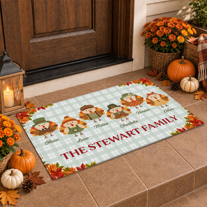 Personalized Thanksgiving Doormat - Custom Family Name Turkey Mat - Thanksgiving Home Decor