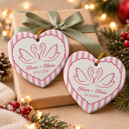 Personalized Ceramic Ornament - Our First Christmas Married - Custom Newlywed Wedding Date Keepsake Gift