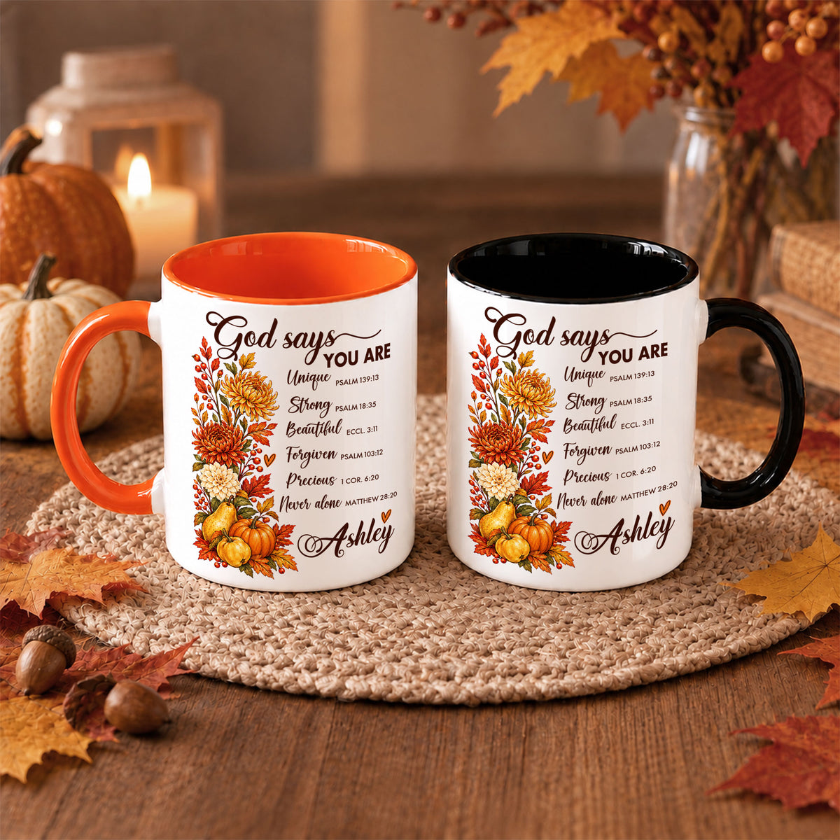Personalized Thanksgiving Mug - God Says You Are Christian Coffee Cup - Fall Faith Gift for Friends, Self Gift