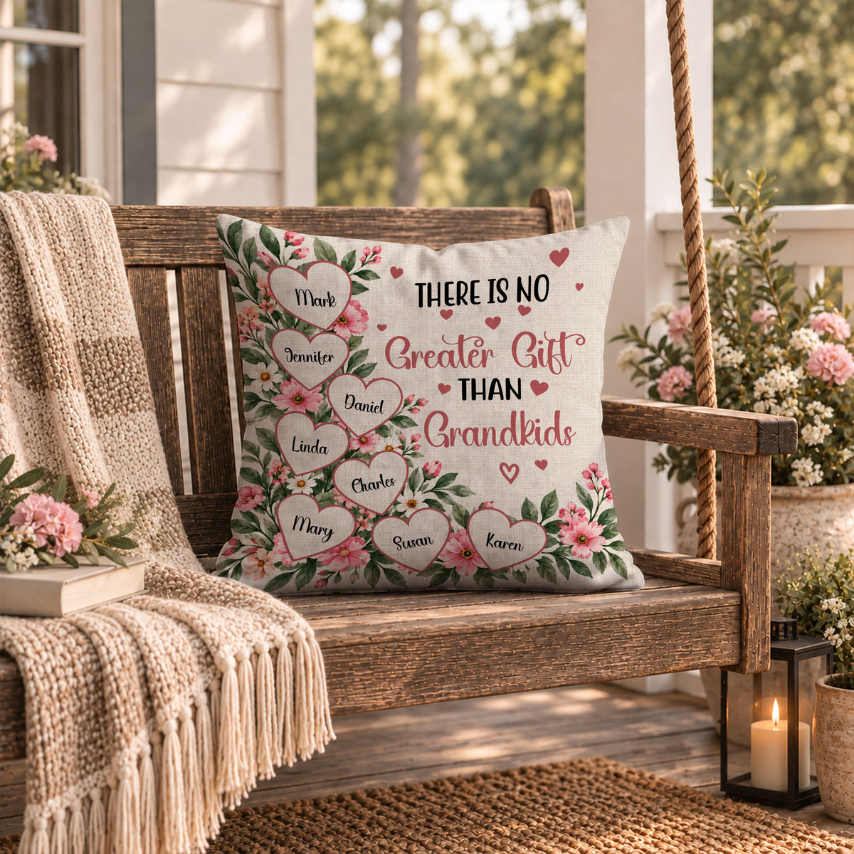 Personalized Grandma Pillow - There is No Greater Gift than Grandkids - Custom Family Gift