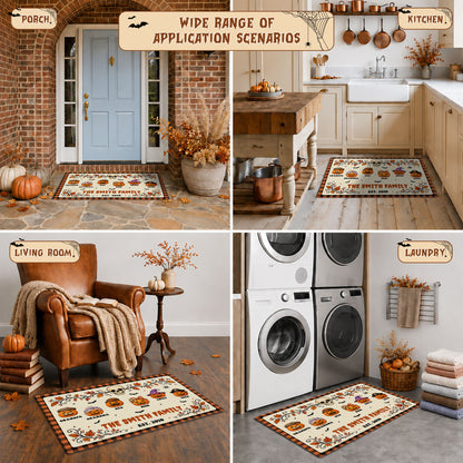 Personalized Halloween Doormat for Family - Custom Name Pumpkin Family Door Mat - Spooky Season Family Gift