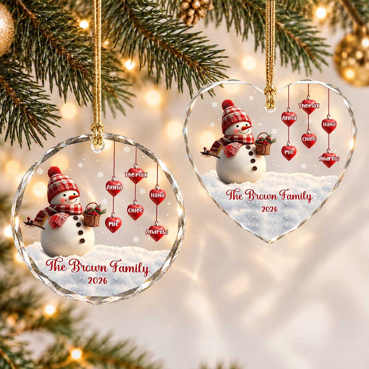 Personalized Gift Family Christmas Ornament 2026, Custom Name Glass Ornament Christmas Tree, Gift For Family